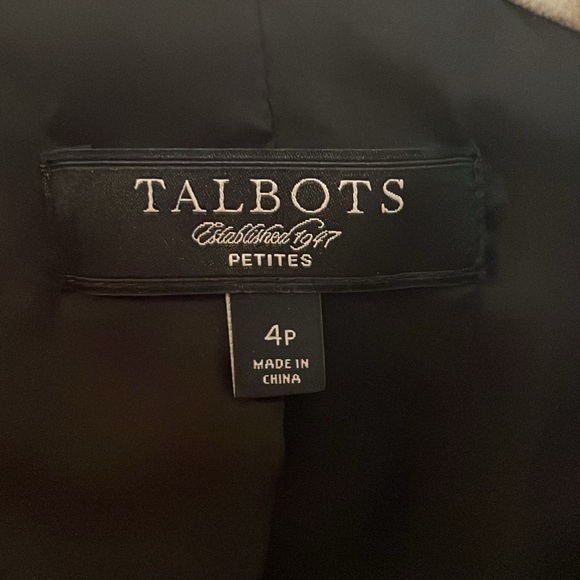 Talbots Jacket Womens 4 Petite White Houndstooth Wool Blend Moto Zip Asymmetric - Picture 2 of 5